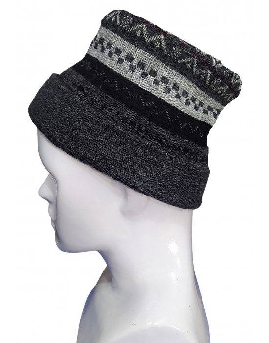 Unisex Purewool Jacquard stripes design Cap
